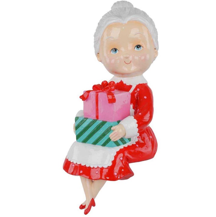 Mamma natale seduta in resina con pacchi regalo - H.33 cm